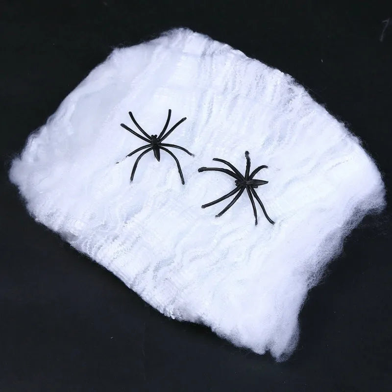 White Spider Web For Halloween Decorations Artificial Stretchy Cobweb For Halloween Scary Party Scene Decor Haunted House Props Vue white spider web