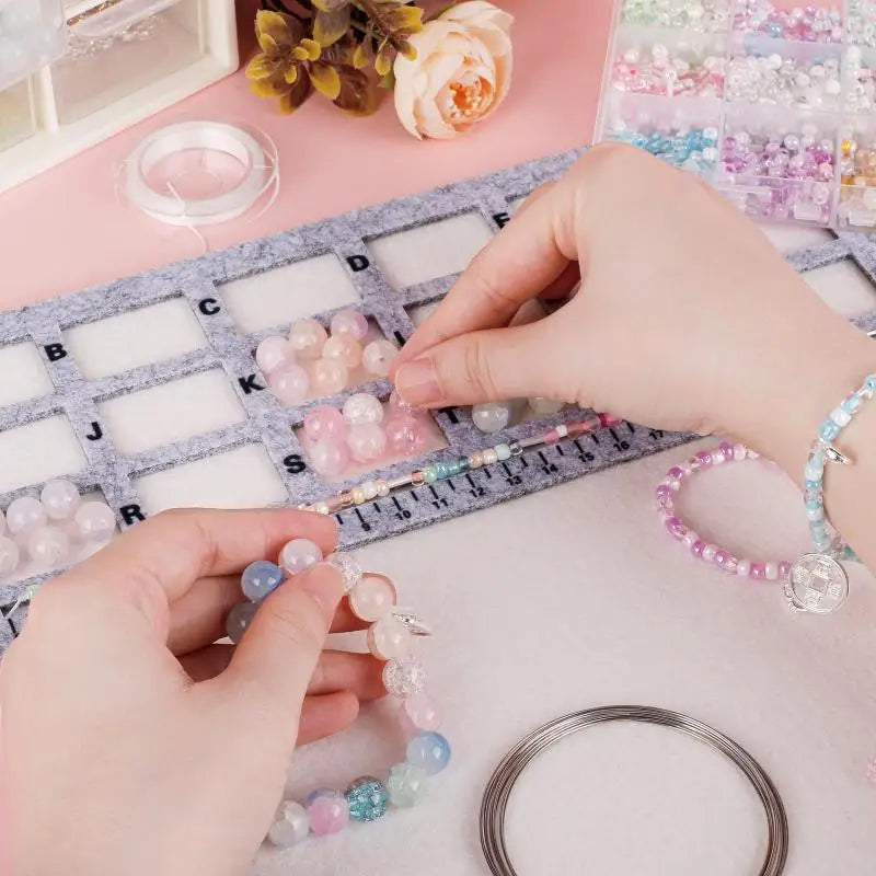 Non Slip Felt Bead Mat Boards with Centimeter Alphabet Scale Making Beads Tray for DIY Craft Projects Vue