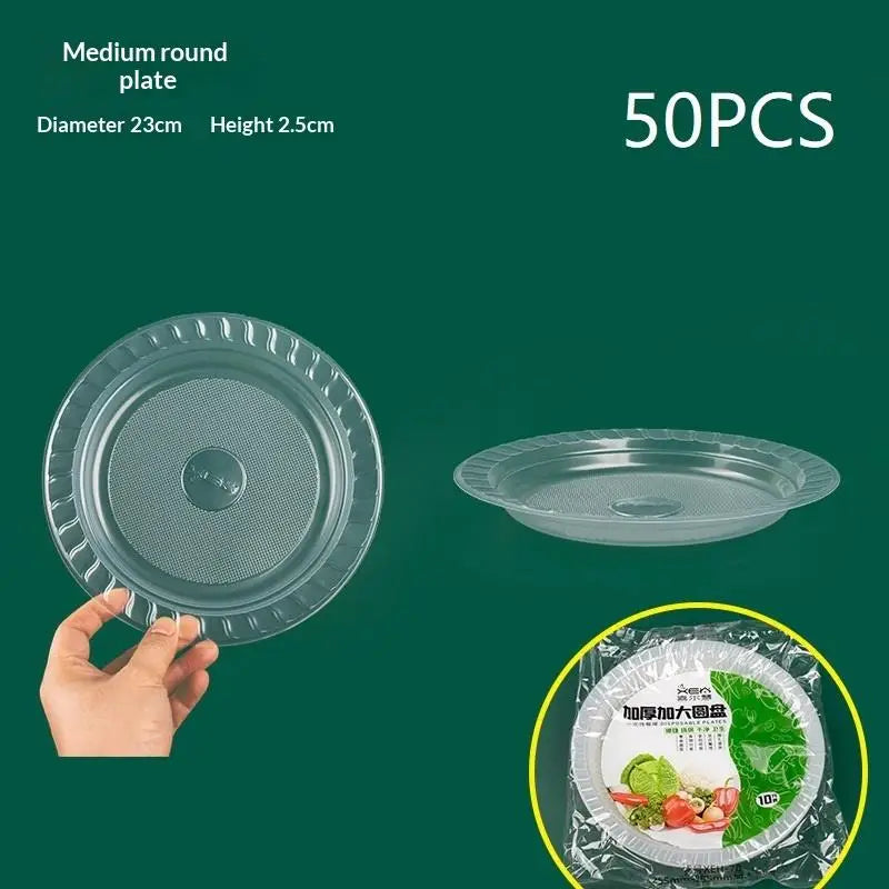 50PCS Disposable Circular Fruit Plates Transparent Plastic Snack Plates Plates Multifunctional Food Home Kitchens〔CC11〕 Vue Round 9inch