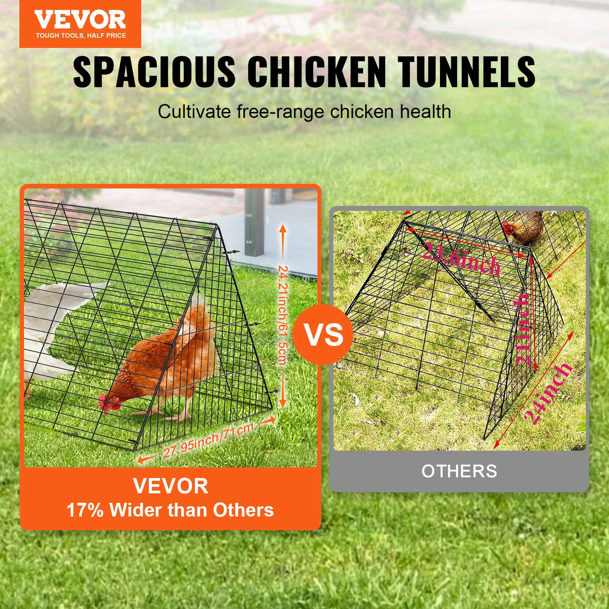 Portable Chicken Tunnel Run 157.5" Corner Frame & Waterproof Cover Chicken Tunnel Run Vue