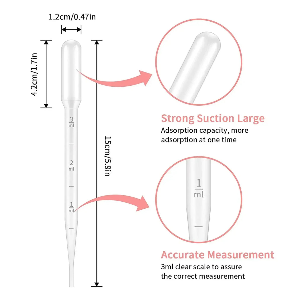 vvocci Laboratory Equipment /Lot Pipette100Pcs 1ml 2ml 3ml 5ml Disposable Graduated Container Liquid Dropper Straw Makeup Tools Vue