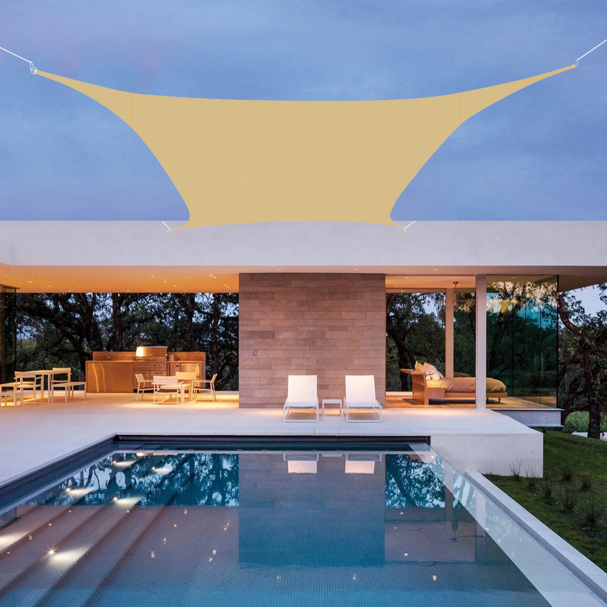 Rectangle Sun Shade Sail 4x6m – UV Block Canopy, Yellow Sun Shade Sail Vue