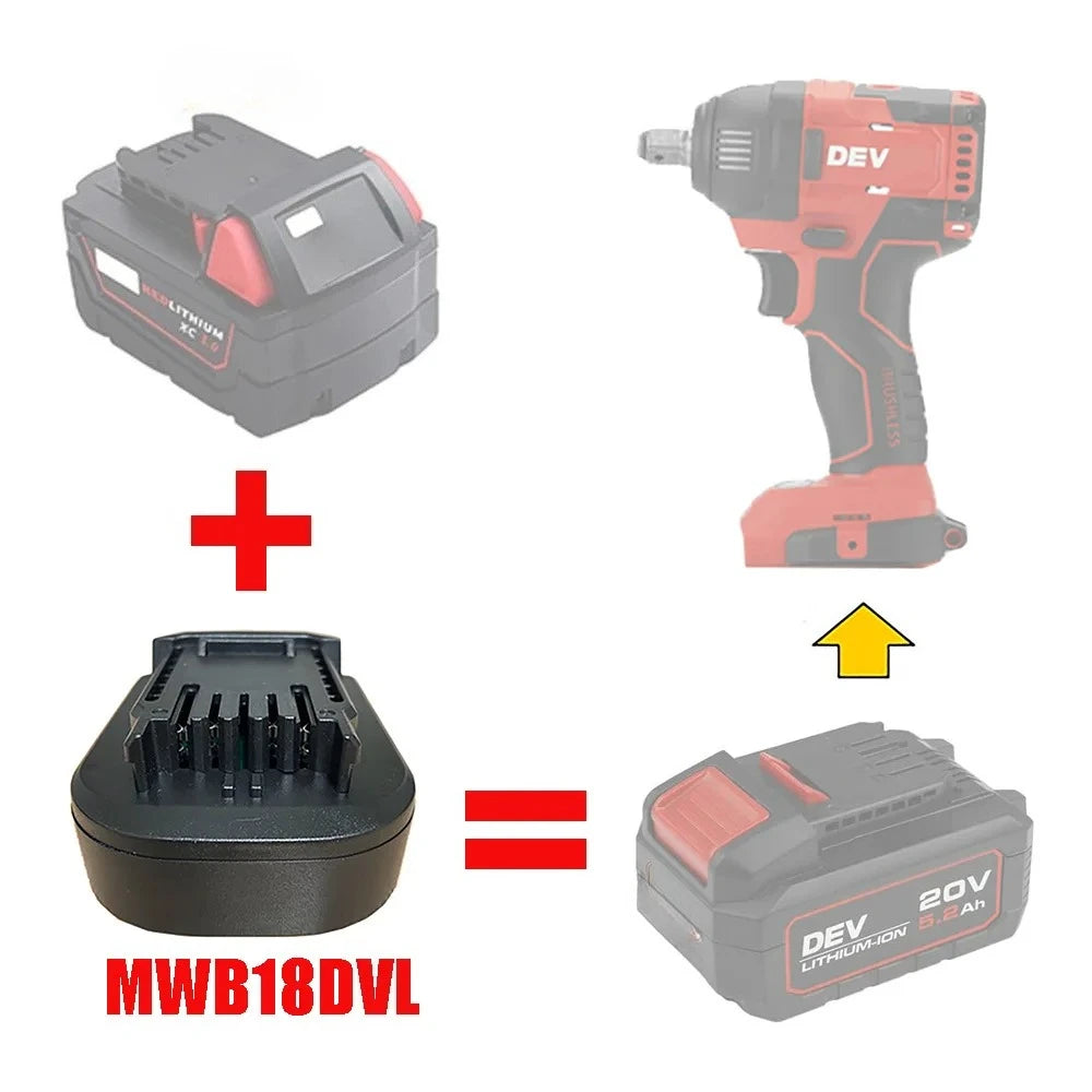 MWB18DVL Battery Adapter Converter for Devon Tool for Milwaukee 18V Lithium Batteries 18V Battery Converter for Devon Power Tool Vue