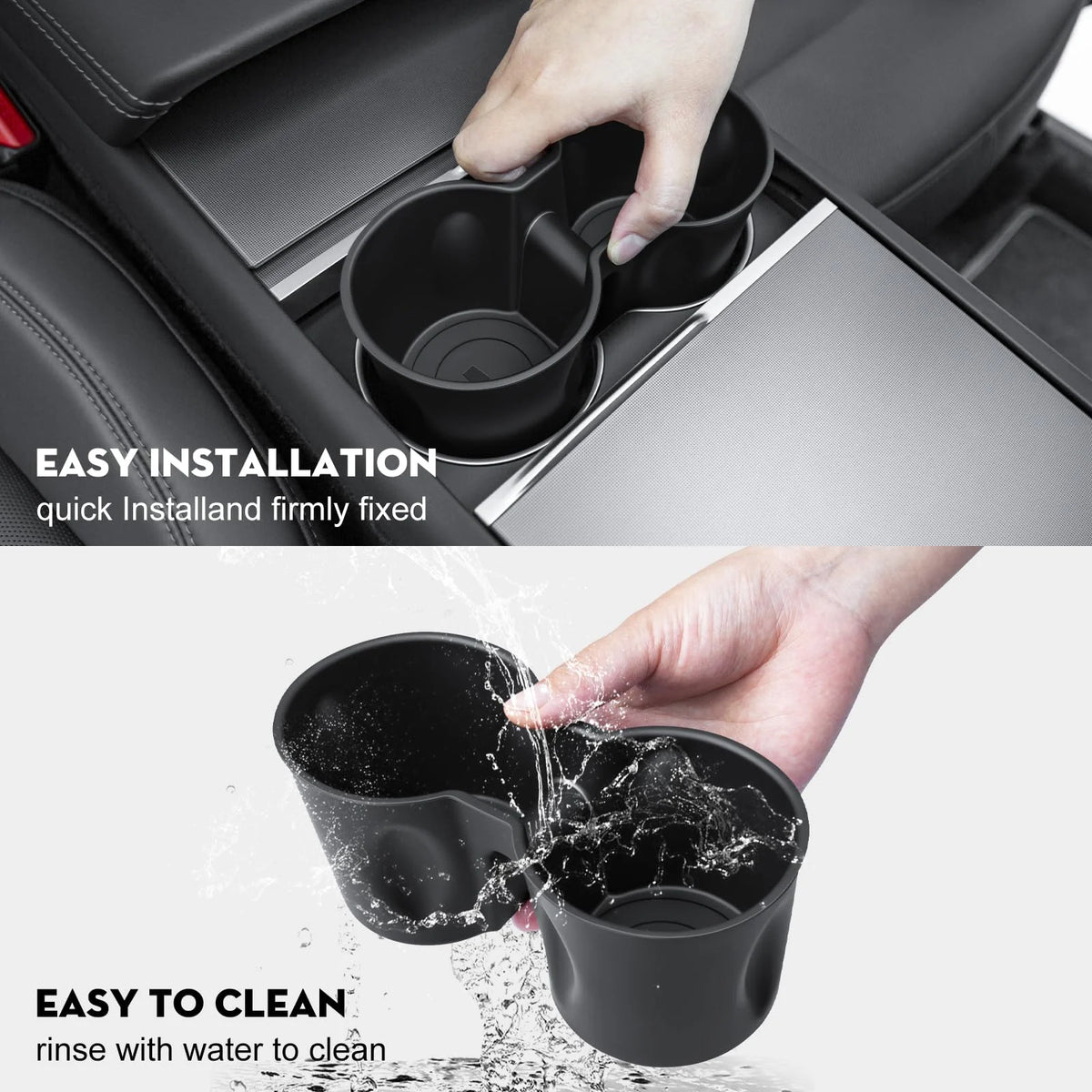 For Tesla Model Y Juniper 2025 Model 3 Highland Water Cup Holder Insert Center Console Organizer TPE Storage Box Car Accessories Vue