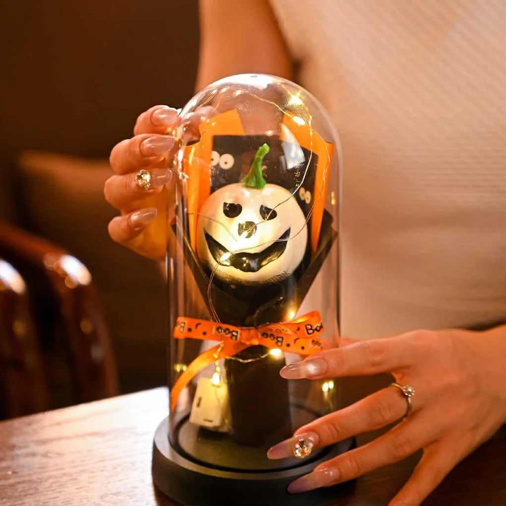 Halloween Luminous Glass Nightlight – Pumpkin Tabletop Decor Halloween Nightlight Vue