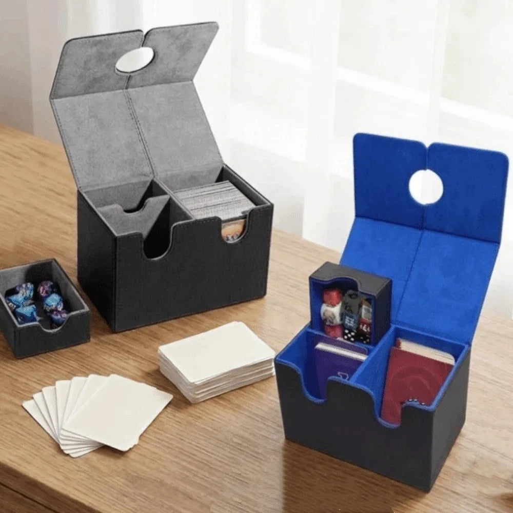 PU Magnet Collectible Card Case Anti-Slip Moisture-proof Trading Cards Storage Box Scuff Resistant with Small Tray Card Deck Box Vue
