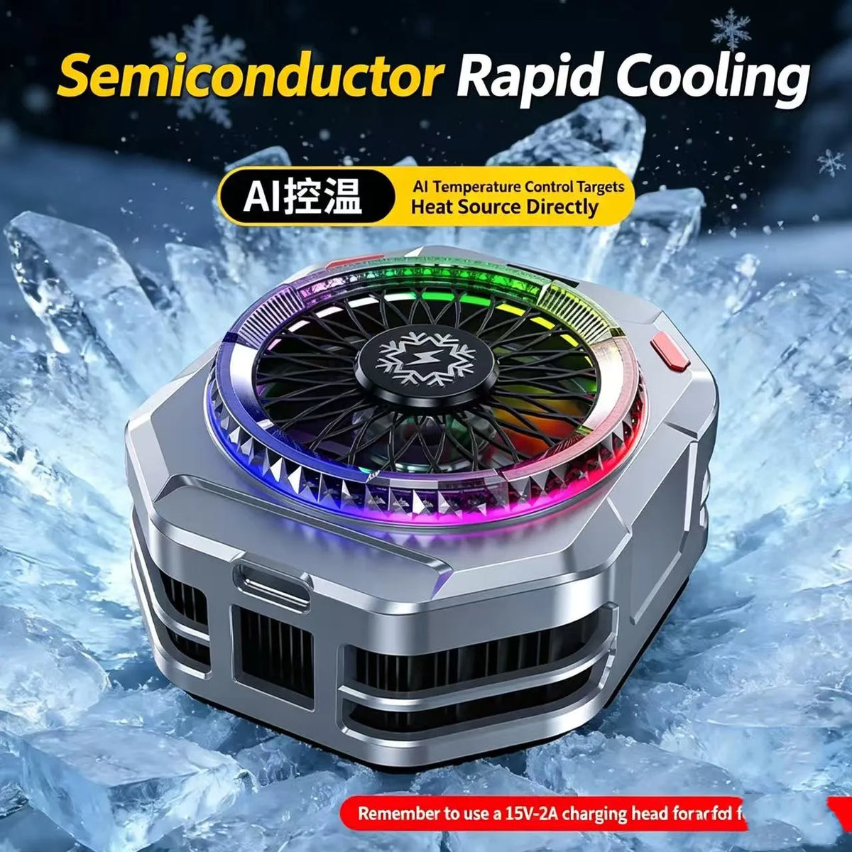 TH28 Semiconductor Phone Cooler 30W Powerful Cooling Smart Temperature Control 5 Adjustable Modes RGB Lights Extreme Cooling Vue