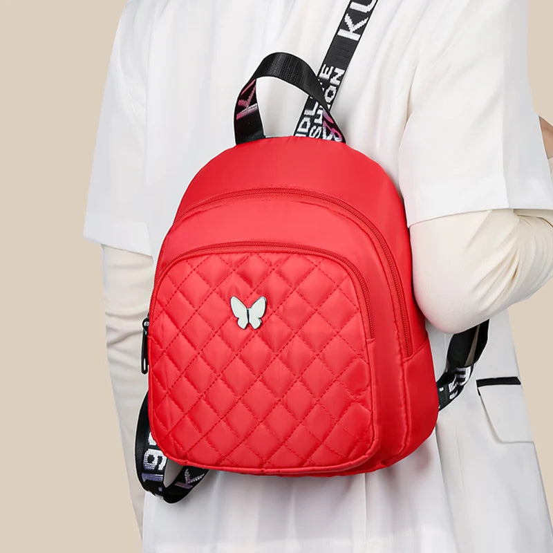 Fashion Women's Multi-color Quilted Backpack Butterfly Accent Daily