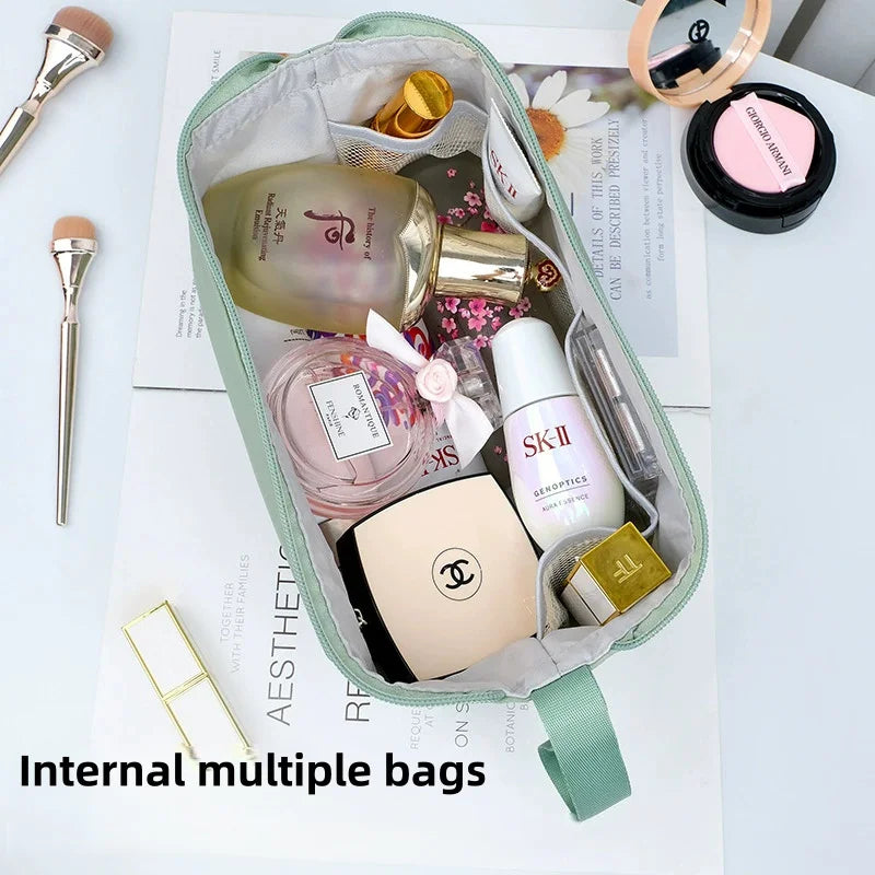 Large Capacity Cosmetic Bag Double Layer Toiletry Bag Makeup Organizer Toiletry Travel Bag Portable Travel Essentials Vue