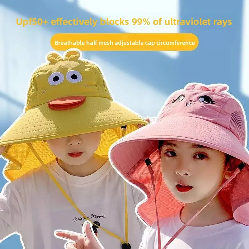 1-10PCS Kids UV Protection Sun Hat Baby Toddler Bucket Hat Wide Brim Breathable Outdoor Cap for Boys Girls Spring Summer Vue