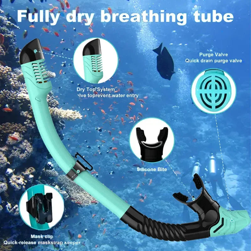 1-4PCS Full Dry Snorkel Mask Tube Set for Men Women Underwater Breathing Tube Dry Top System for Pool Beach Summer Sports Vue