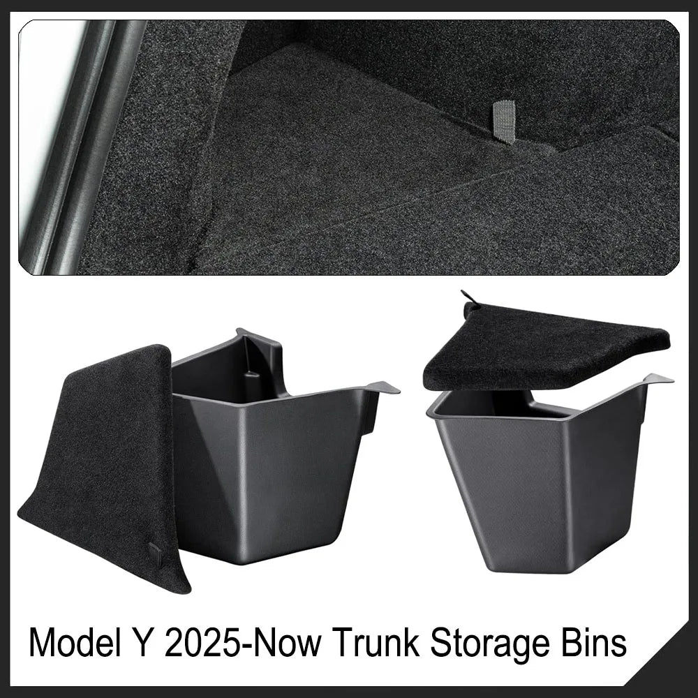 For 2025 2026 Tesla Model Y Trunk Organizer Trunk Storage Bins Rear Trunk Side Storage Box Mats for Model Y Juniper Accessories Vue