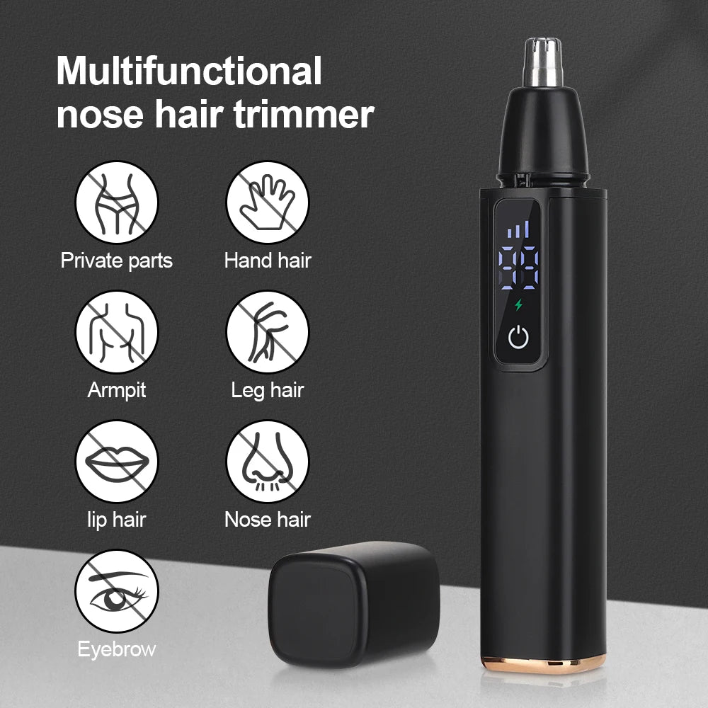 Electric Nose Hair Trimmer USB Rechargeable Digital Multifunctional Face Shaver Lips Eyebrows Hair Remover Razor Vue
