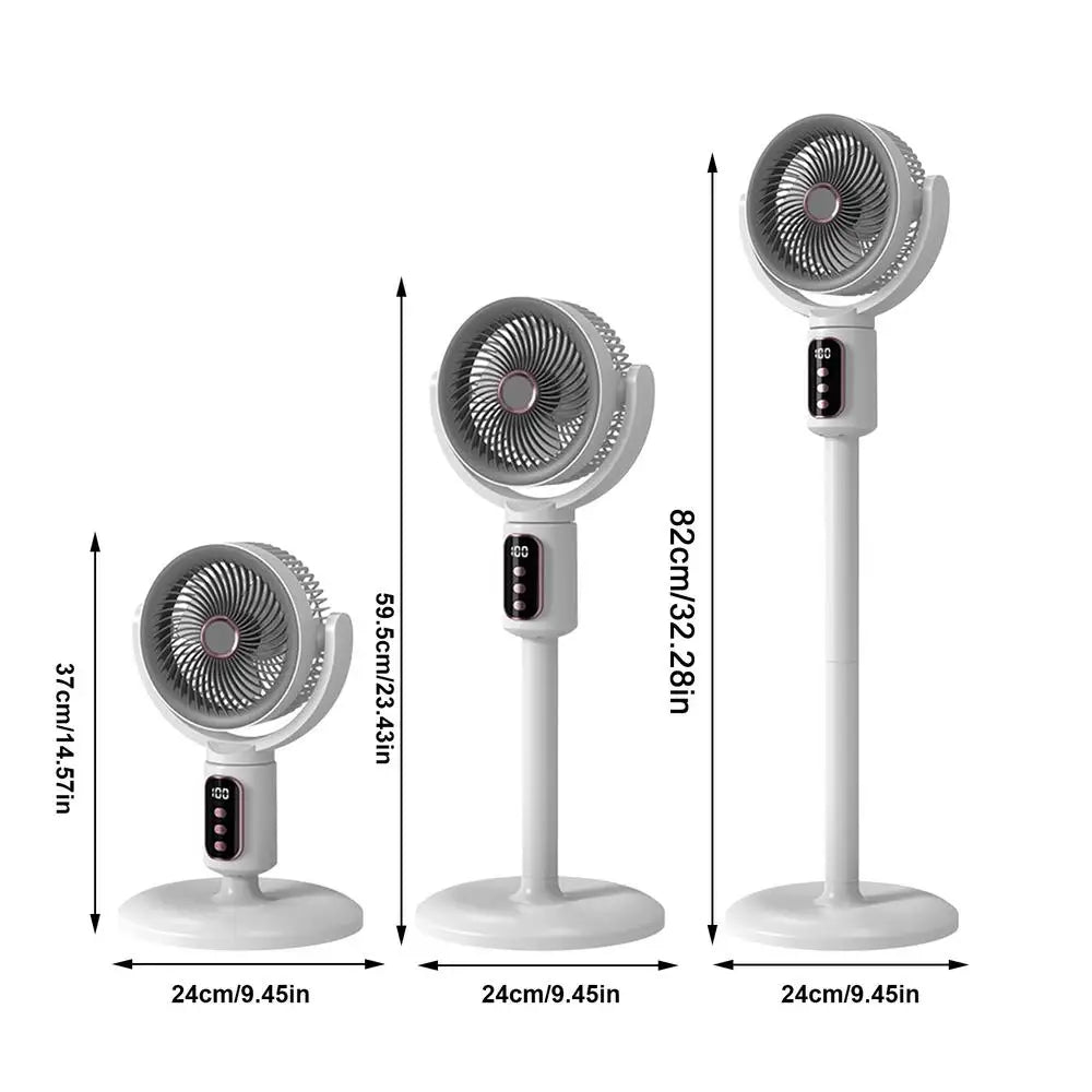 4000mah Digital Display Standing Fan 5-Speed Oscillating Floor Fan with Remote, Adjustable Height Quiet Cooling for Home Office Vue A USB Type-C