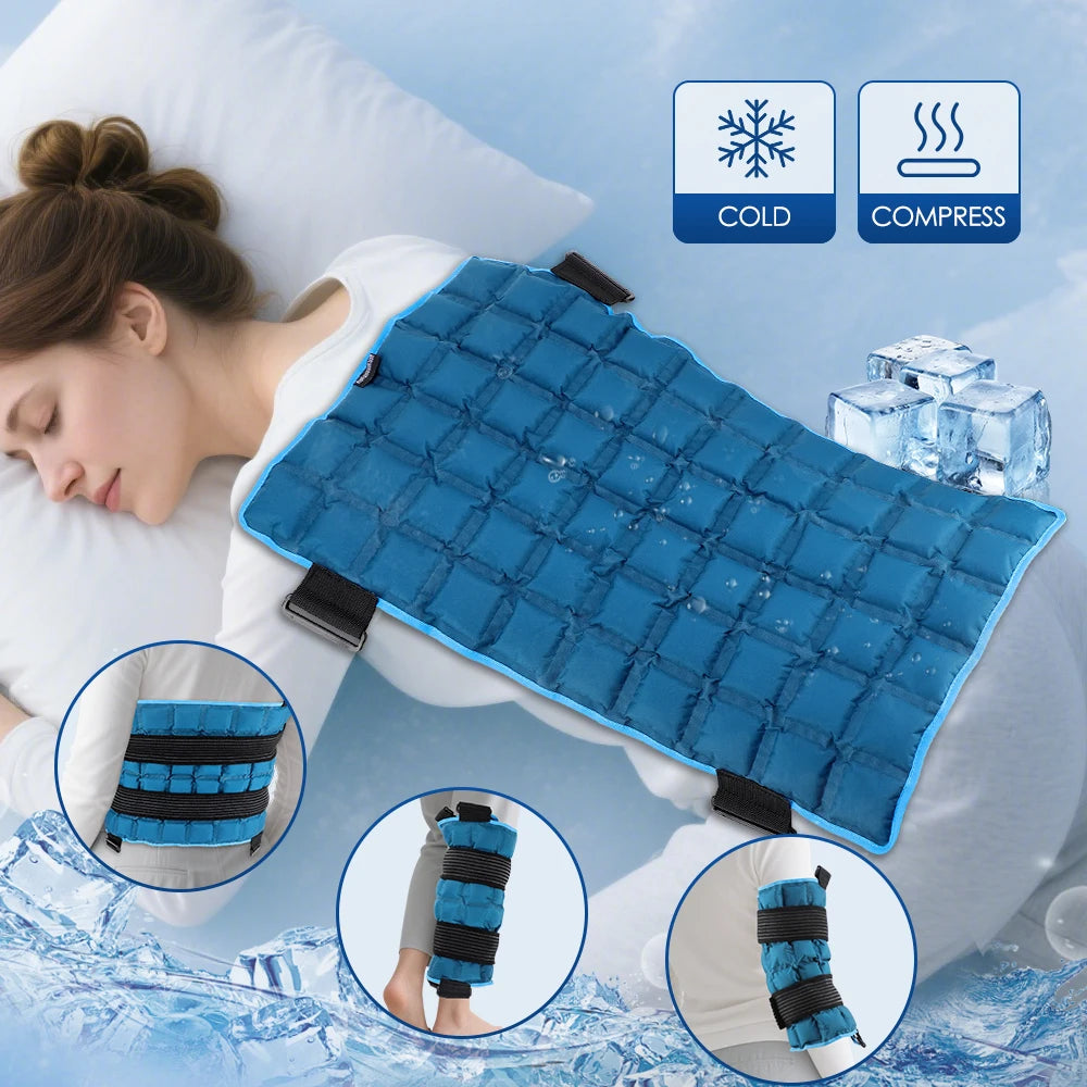 Reusable Hot Cold Wrap for Back Shoulder Knee Leg - Self-Absorbing Ice Pack Microwave Heating Pad with 2 Straps Vue