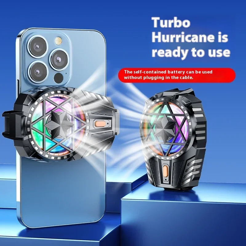 Mobile Phone Radiator with RGB Light Phone Gaming Radiator 3 Speed Adjustable Snap-On Cooling Fan for Outdoor Vlog Mobile Gaming Vue