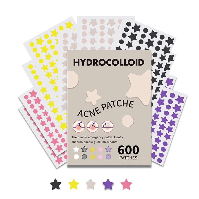 600 PCS/SET Star Pimple Patch Acne Colorful Invisible Acne Removal Skin Care Stickers Concealer Face Spot Beauty Makeup Tools Vue Multicolor