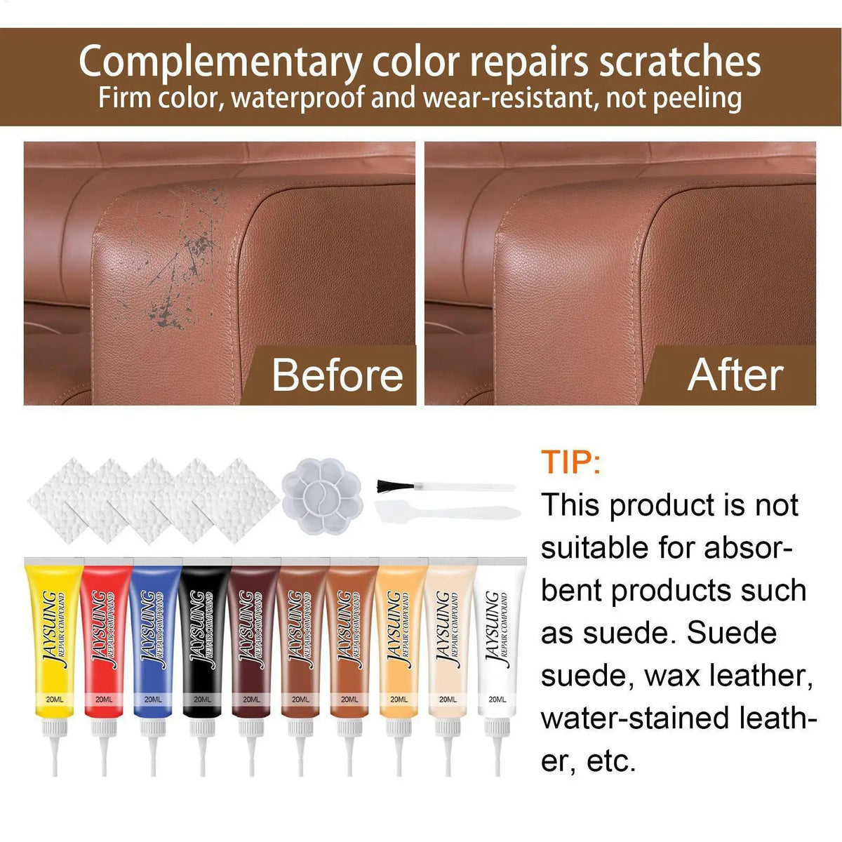 20ml Leather Repair Kit Auto Leather Seat Sofa Shoes Chair Vinyl&Leather Repair Filler Cream Refurbishing Care Paste Multicolor Vue