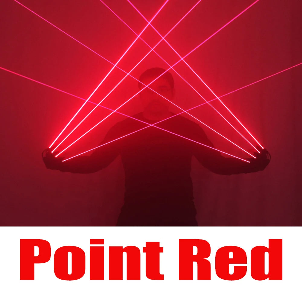 RGB Single Point Laser Gloves LED Finger Light Rechargeable Robot Suit Performance Flash Fin - Green Red Blue Vue