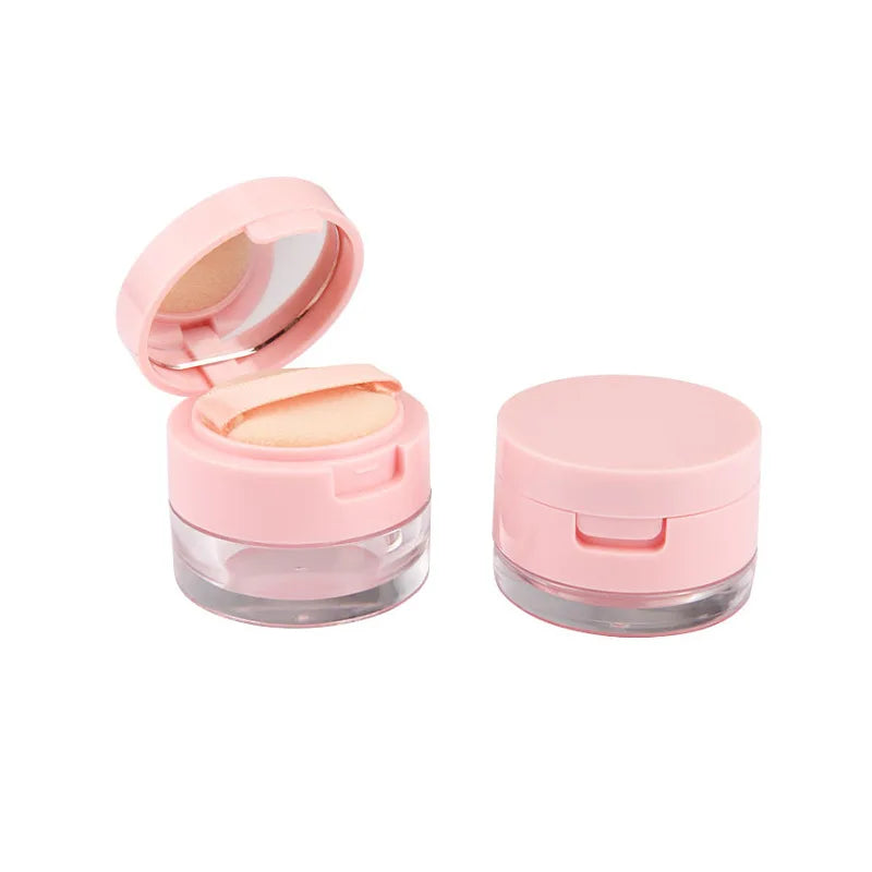 Empty Mini Loose Powder Container Bottle Private Label Pink Portable Jar With Puff Mirror Cosmetic Makeup Travel Box 50pcs Bulk Vue
