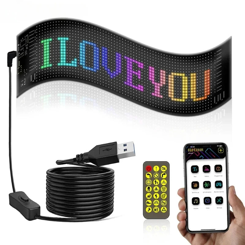 Smart Bluetooth APP LED Matrix Pixel Panel Programmable Flexible Scrolling LED Display Night Light for Car Store Hotel Bar Vue