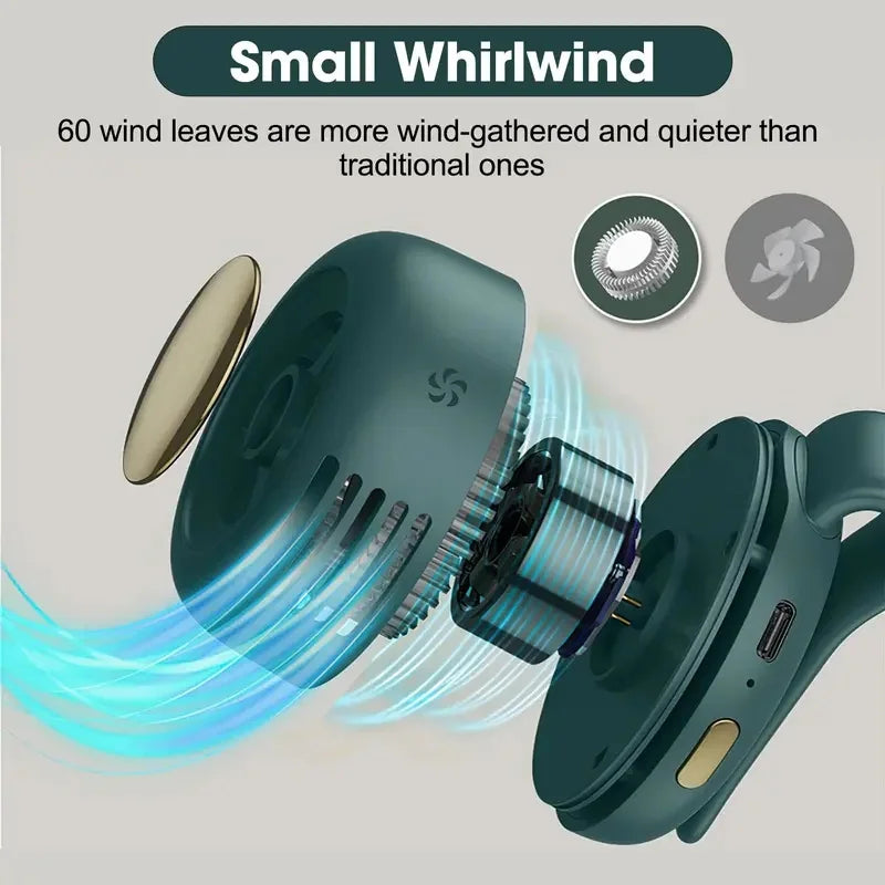 Whirlwind Leafless Fan With Portable Button Design USB Charging Silent Portable Mini Fan For Home And Outdoor Travel Vue