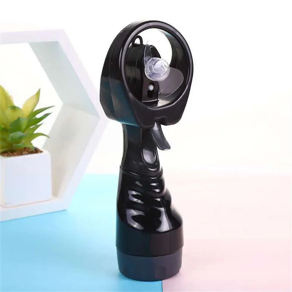 Handheld Humidifier Cooling Mini Water Spray Battery Power Fan Hand Vue black