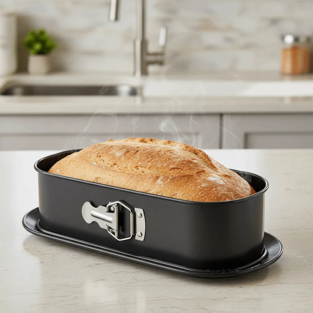 Durable Carbon Steel Oval Removable Bottom Cake Pan Snap Fastener Non-Stick Chiffon Cake Pan Heat-resistant Baking Pan Oven Vue