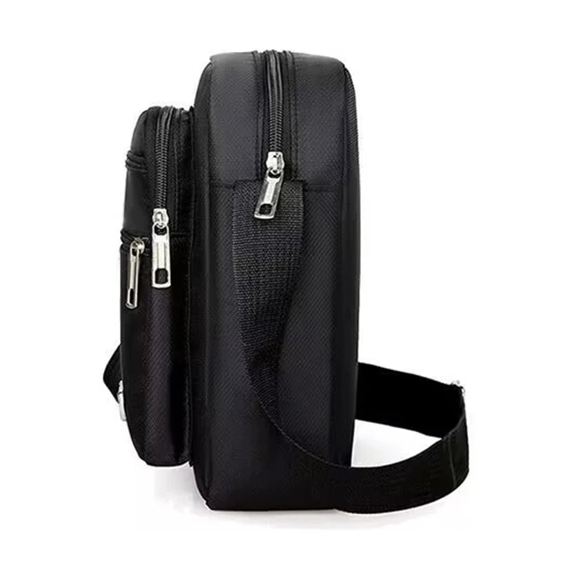 Neutral Shoulder Bag Men Women Multiple Pockets Made Nylon Material