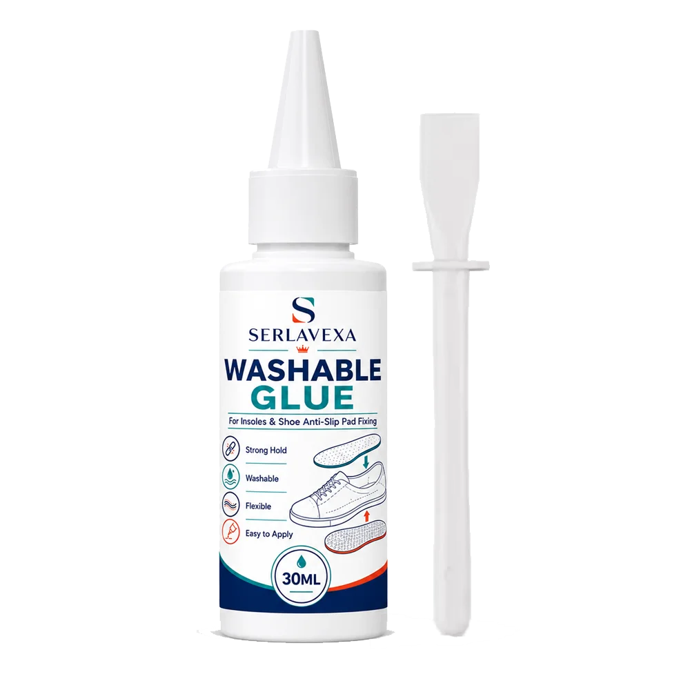 SERLAVEXA Washable Shoe Glue Strong Flexible Adhesive Repair Insoles Heel Grips Anti-slip Pads Sneaker Care DIY Fixing Tool Vue 30ml