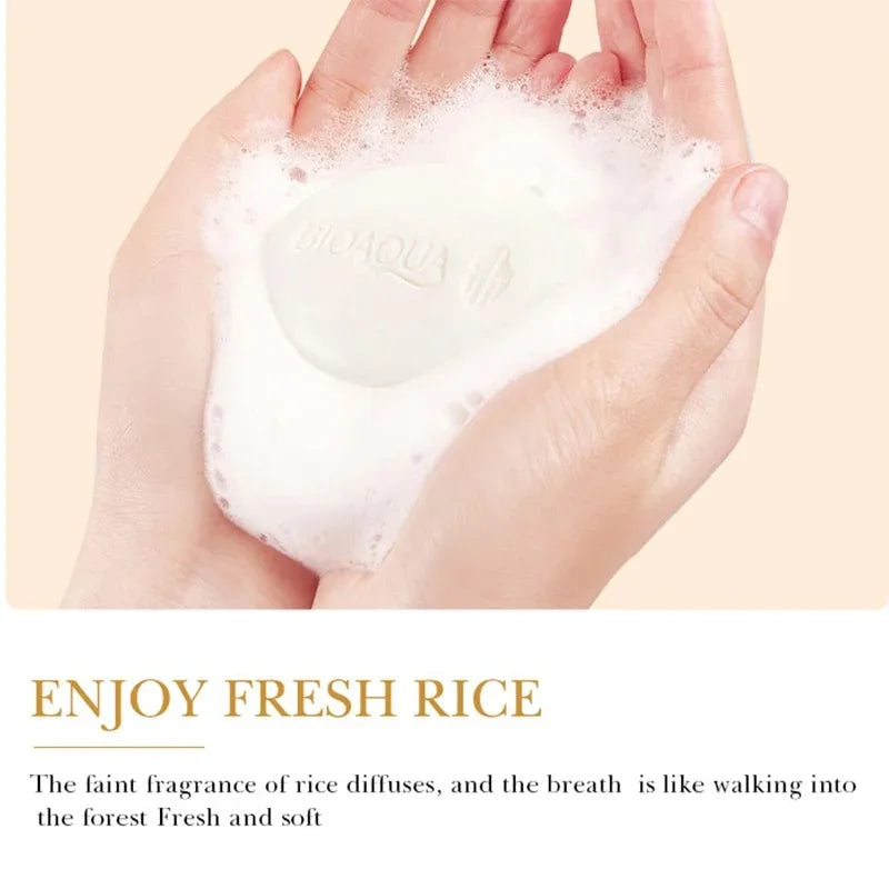 White Rice Raw Pulp Cleansing Soap Facial Foaming Cleanser Moisturizing Oil Control Body Bath Handmade Soap Vue