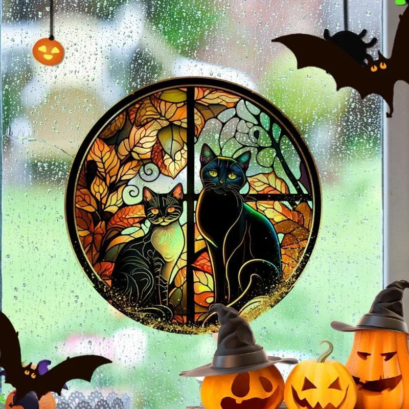1-10PCS Halloween Static Window Cling Adhesive Free Removable Pumpkin Ghost Decal for Party Home Glass Decor Spooky Vue