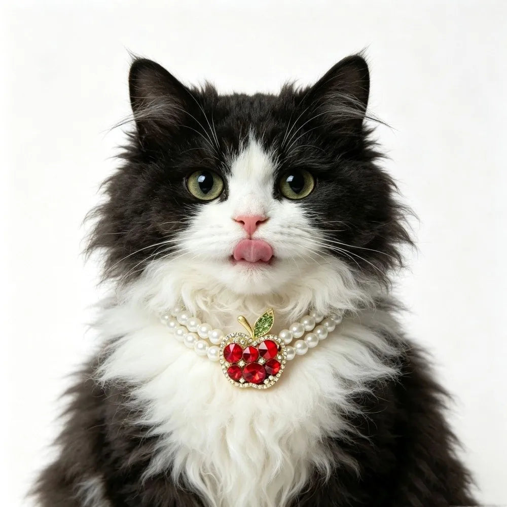 Adjustable Pet Pearl Necklace Bling Double Layer Bead Chain Diamond Studded Pet Collars Elegant Pet Simulated Pearl Collar Party Vue