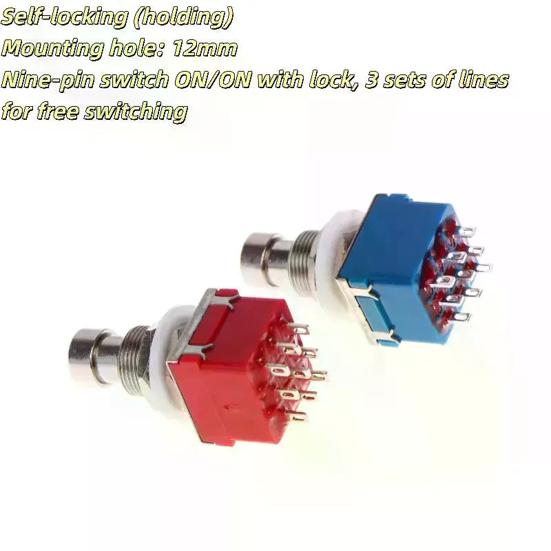 1/3Pcs Button Direct Conversion Switch 9 Pin 3PDT Latching Guitar Switch Guitar Effects Pedal Box Stomp Foot True Bypass Vue