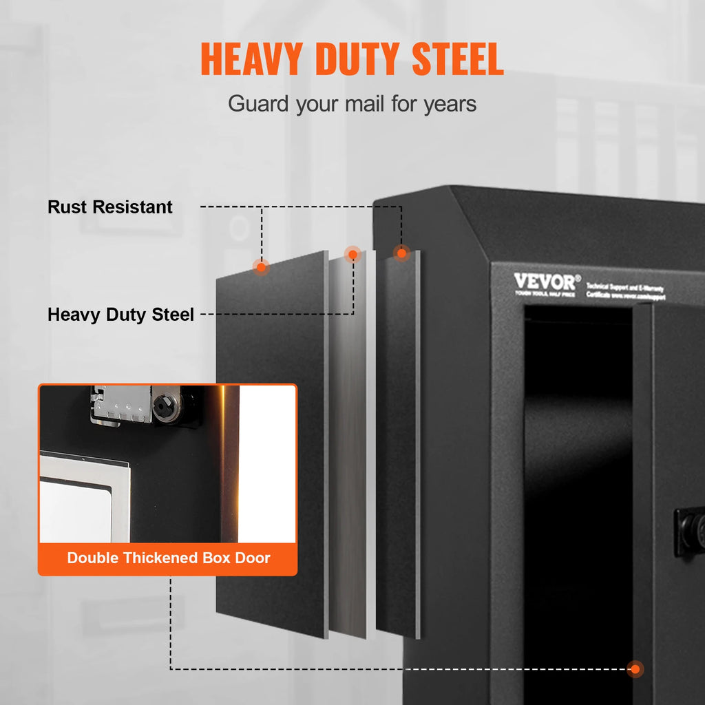 Through-the-Door Steel Mail Drop Box with Combination Lock Locking Mail Drop Box Vue