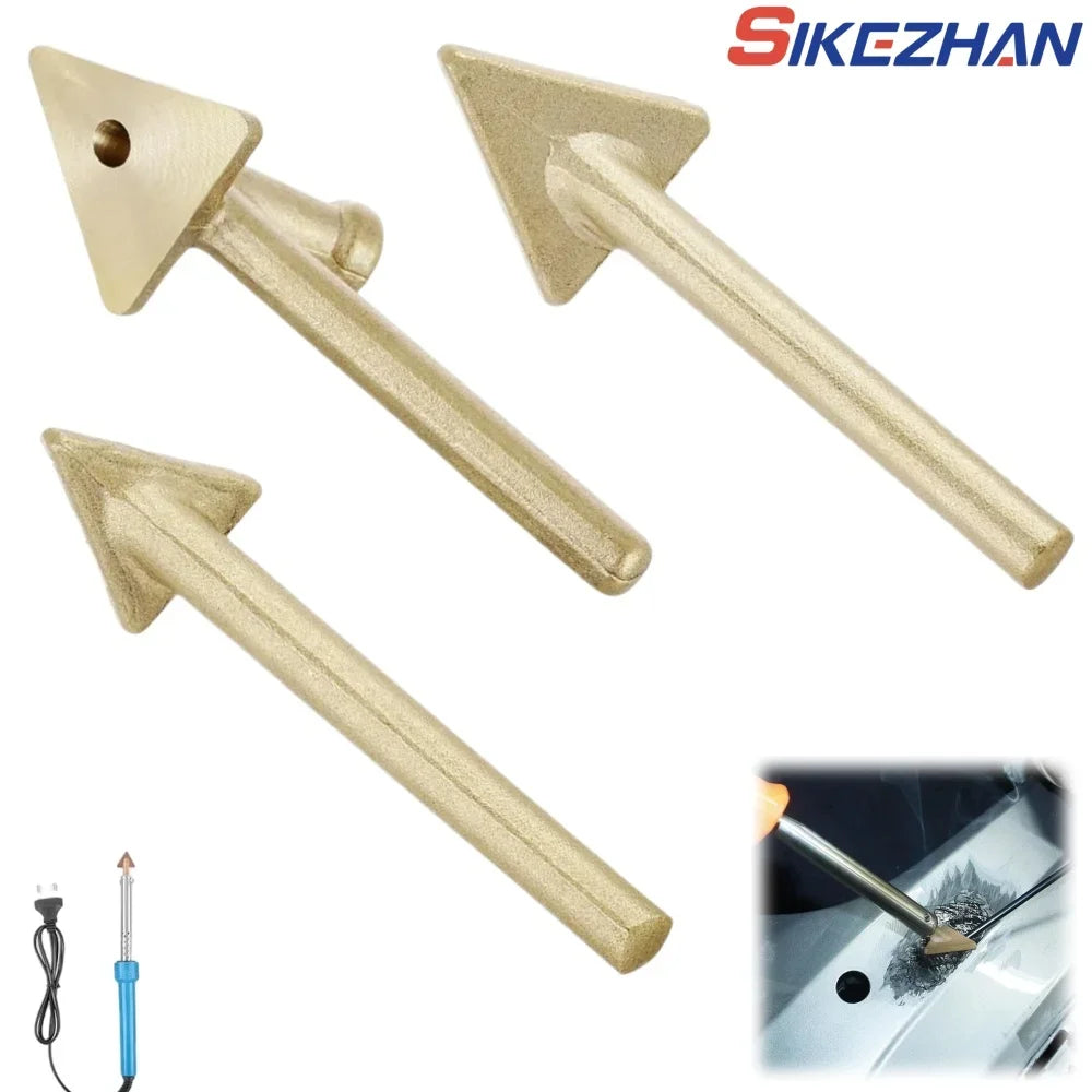 3/6pcs Soldering Iron Tips Set Copper Triangular Smoothing Head Replacement Tips for 80Watt Plastic Welder Repair Tool Vue