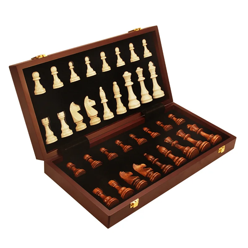 Children Board Game Wooden Chess Set Solid Wood Pieces Walnut Chessboard Children Gift Board Game Vue