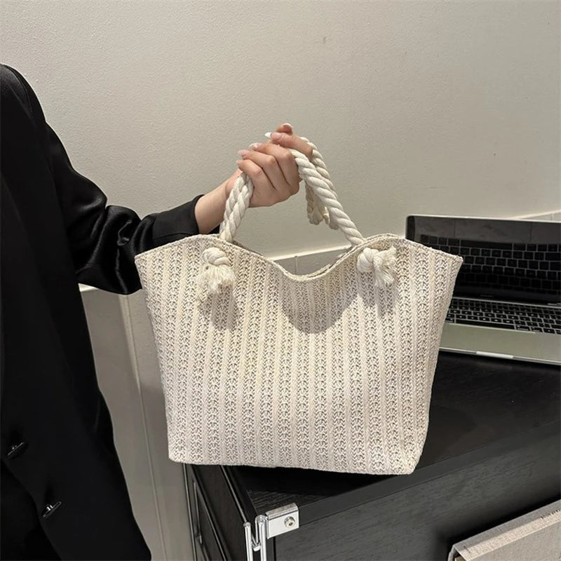 Luxury Design Women Raffia Straw Bag Large Capacity Knitted Tote