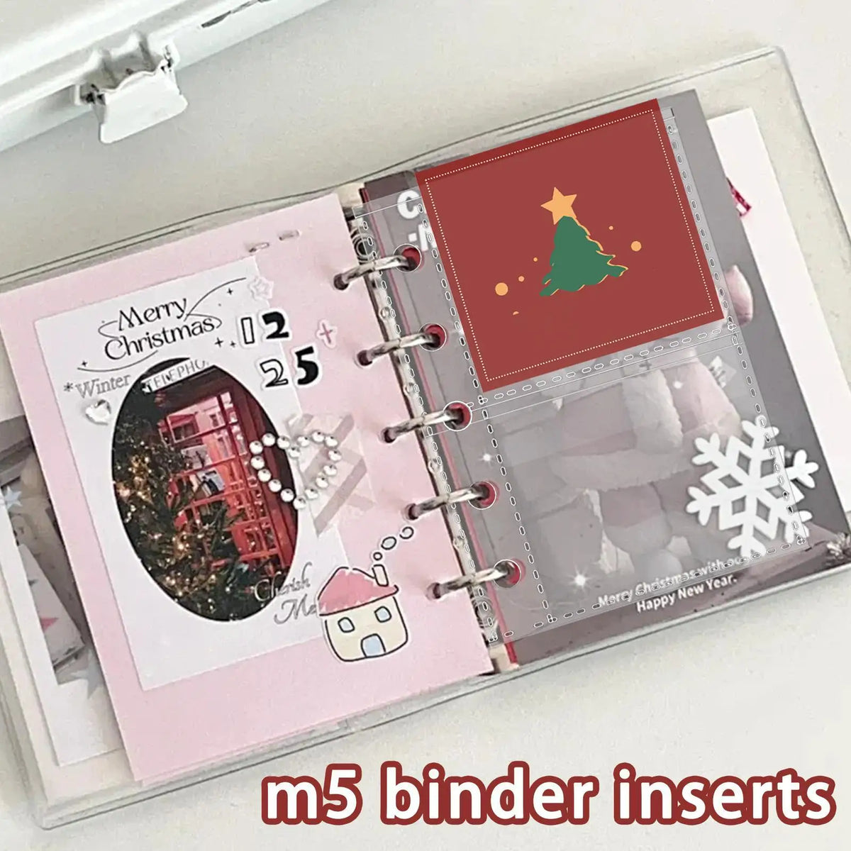 10Pcs M5 Binder Pockets 5-Ring Clear Folder Organizer Photocard Sleeve Sheets For Credit Business Card Money Protectors Vue