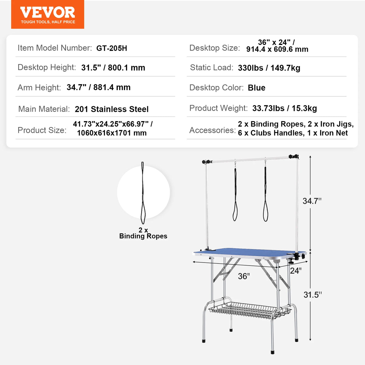 Foldable Dog Grooming Table with Dual Arms & Grooming Loop Pet Grooming Table Vue 36inch China Mainland