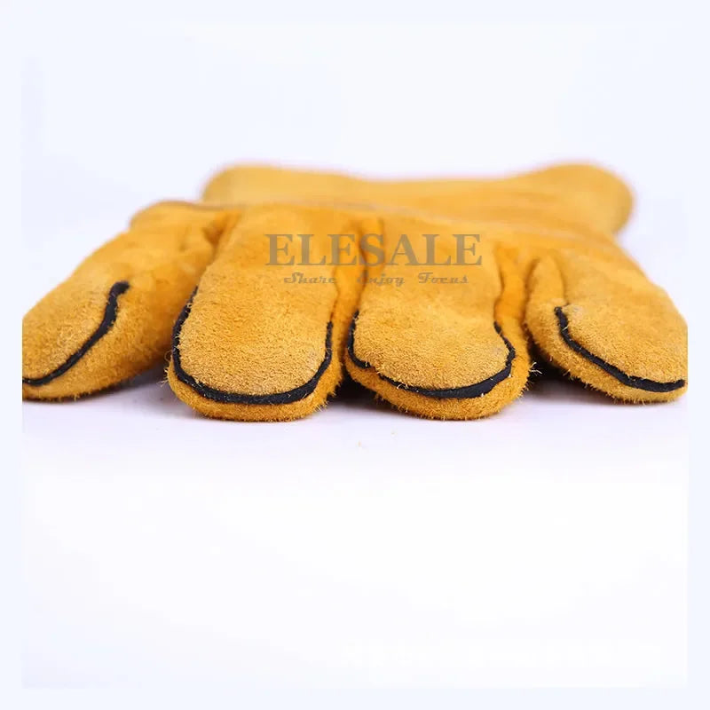 10"-14" Leather Welding Gloves Anti-Cut Temperature Resistant Fire-Proof Cowhide Work Safety Gloves Hands Protection Vue