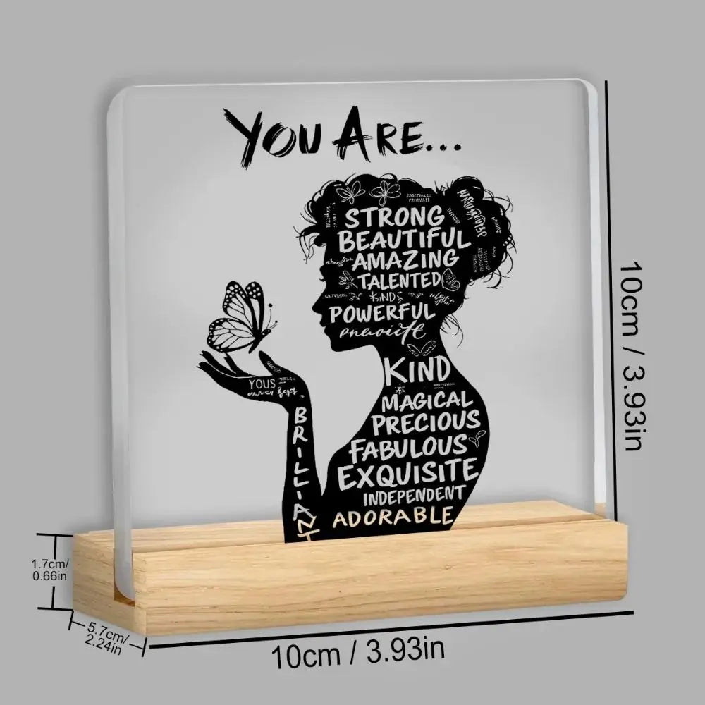 Fashion 2D Design Inspirational Plaque Clear Acrylic Desktop Decoration Ornaments Positive Affirmation Decor Desk Decor Vue