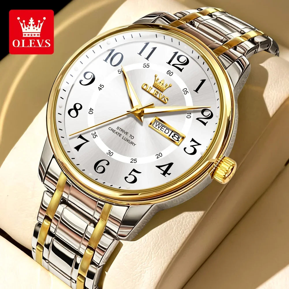 OLEVS 2891 Men's Luminous Stainless Steel Quartz Watch Men's Quartz Watch Vue