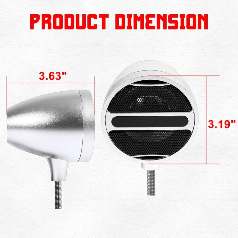 1Pair 3 Inch Motorcycle Stereo Motorbike Bluetooth Speaker Audio MP3 FM Radio with LED Atmosphere Light Vue