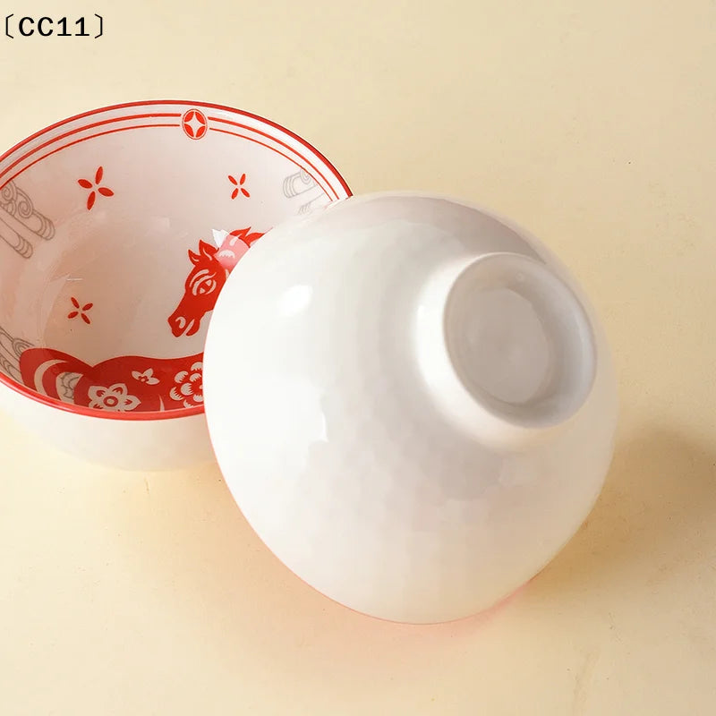 Year Horse Ceramic Bowls Chopsticks Year's SouvenirCC11