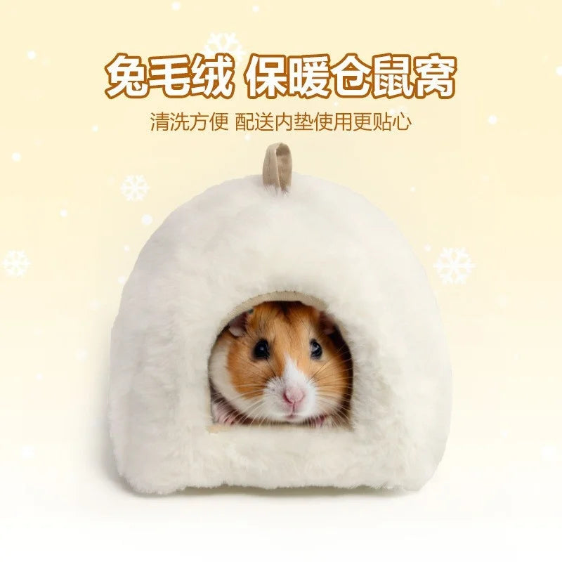 Hamster Warm Winter Plush Nest Soft Sleeping Bag Cozy Hideaway Faux Fur Bed For Dwarf Rodents And Tiny Companions Home Gift Vue A1