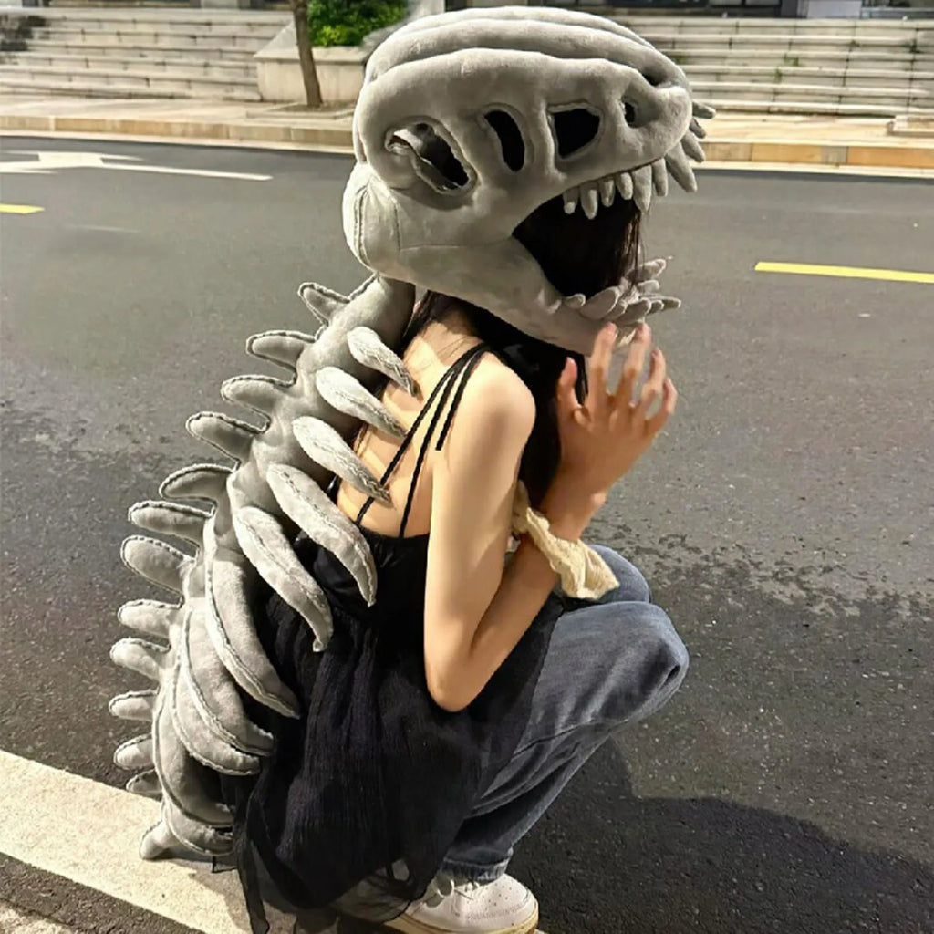 3D Dinosaur Skeleton Plush Costume Set with Hood | Adults & Kids Plush Costume Set Vue