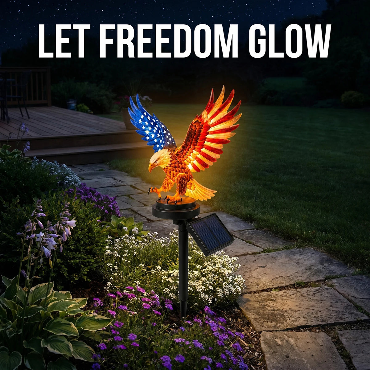 Solar Bald Eagle Stake Light | Patriotic Garden Decor Solar Garden Stake Light Vue
