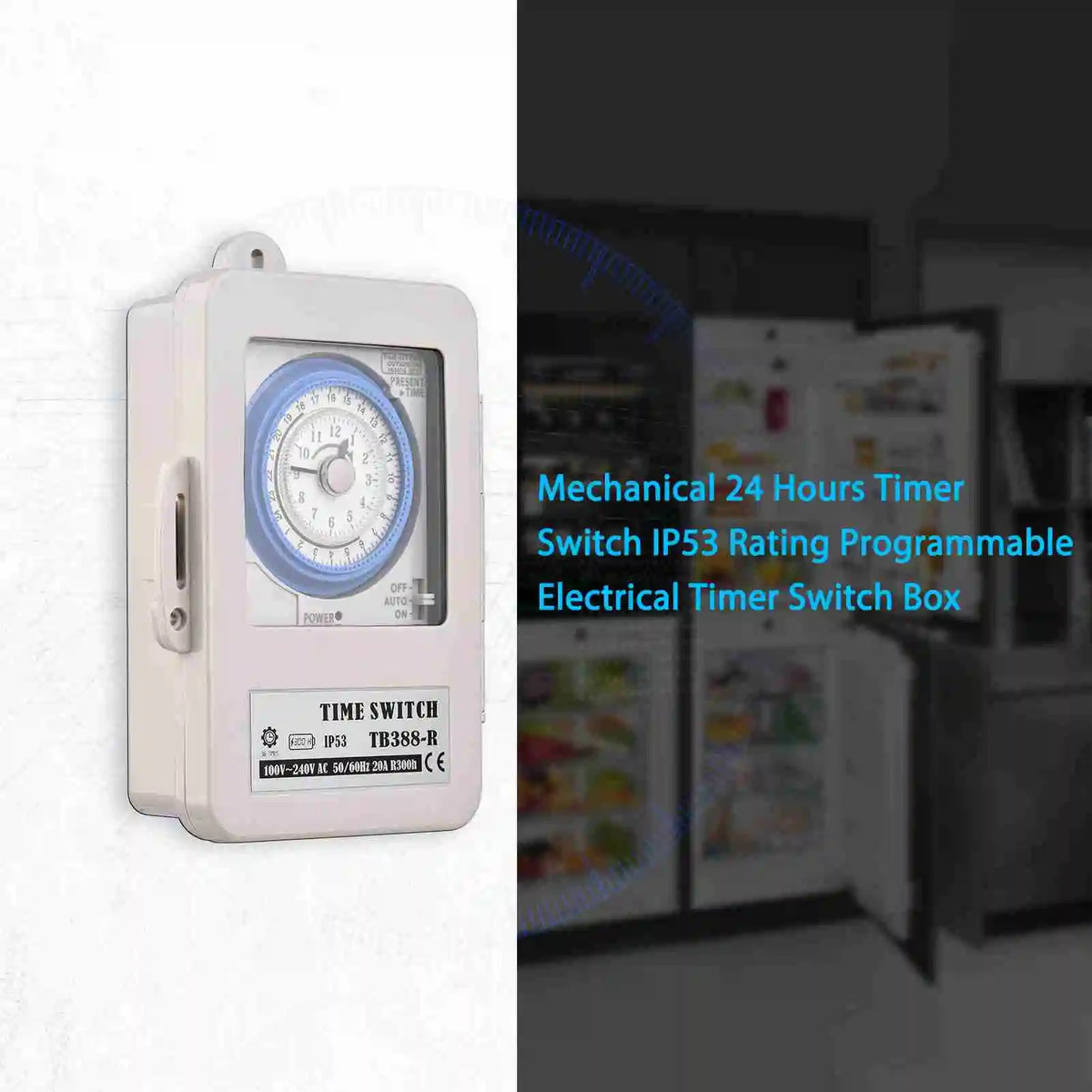 Mechanical 24 Hours Timer Switch IP53 Rating Programmable Electrical Timer Switch Box AC 100-240V 15 Minutes Interval 96 Times O Vue