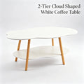 2-Tier Cloud-Shaped Coffee Table with Bottom Shelf – White Coffee Table Vue United States